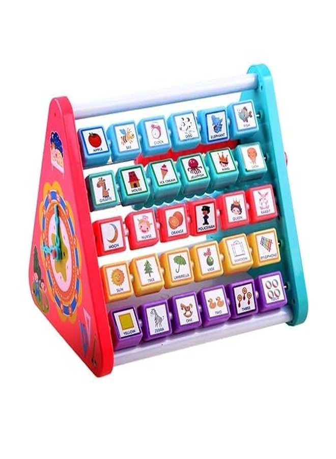 Samip 5-in-1 Montessori Activity Cube | Interactive Educational Toy for Toddlers | Alphabet Blocks, Abacus, Clock, Shape Sorter, and Gear Spinner | Learning Kit for Kids Ages 2 and Up - Image 5